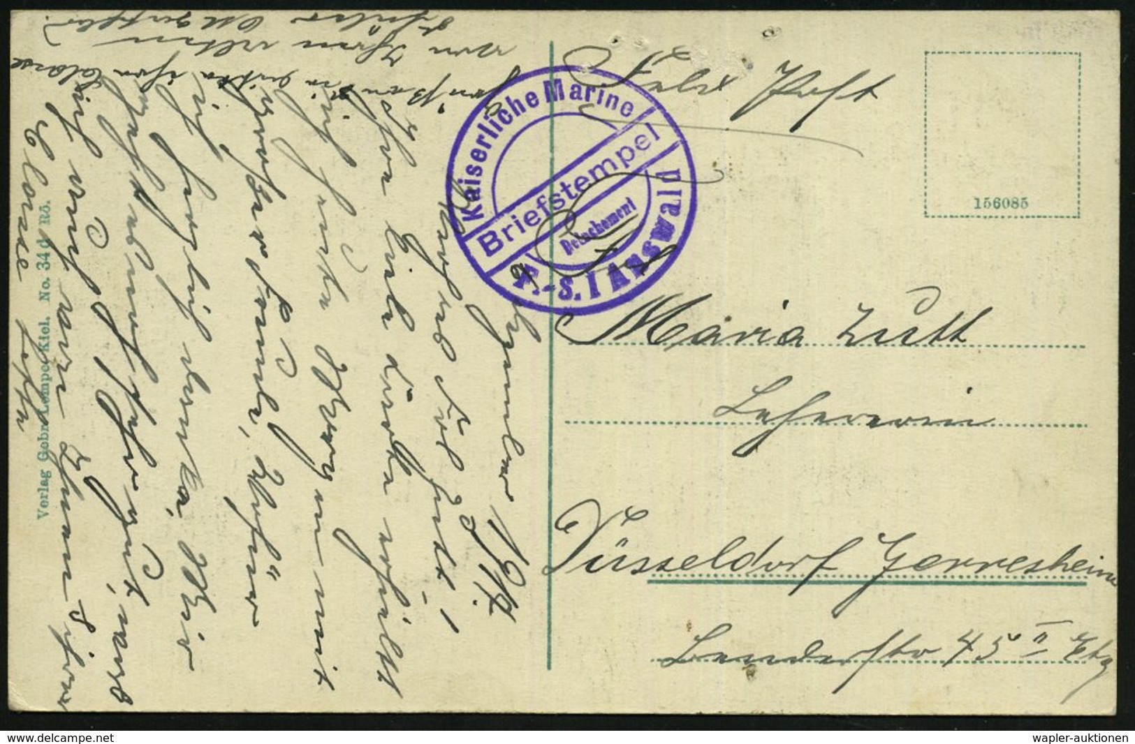 1917 (6.12.) DEUTSCHES REICH, Briefstempel: Kaiserl. Marine, Detachement, F.-S. 1. Auswahl, S/ W.-Foto-Ak.:Geschützexerz - Other & Unclassified