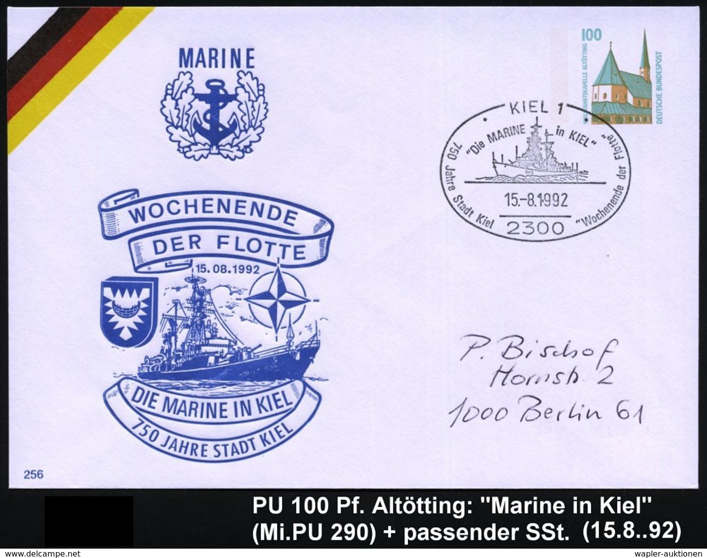 1992 (15.8.) Kiel, PU 100 Pf. Altötting: WOCHENENDE DER FLOTTE, DIE MARINE IN KIEL, 750 JAHRE STADT KIEL (Fregatte Der " - Other & Unclassified