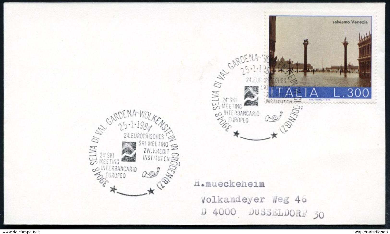 1984 (25.1.) ITALIEN, Sonderstempel: 39048 SELVA DI VAL GARDEN.. 24° SKI MEETING INTERBANCARIO EUROPEO (= Skimeisterscha - Other & Unclassified