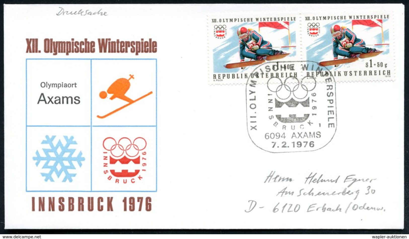 1976 (7.2./11.2.) ÖSTERREICH, Sonderstempel: Olympia-Sonderstempel: 6094 AXAMS Bzw. 6094 AXAMS AXAMER LIZUM, XII. OLYMP. - Other & Unclassified