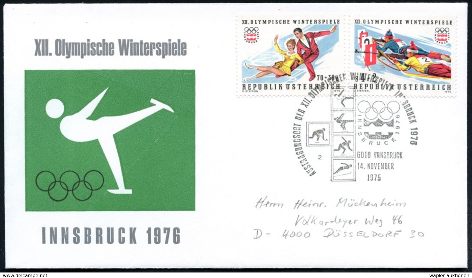 1975/76 ÖSTERREICH, 3 Verschiedene Olympia-Sonderstempel: 6010 INNSBRUCK Alle Mit Olympia-Frankaturen (Eiskunstlauf Etc. - Other & Unclassified