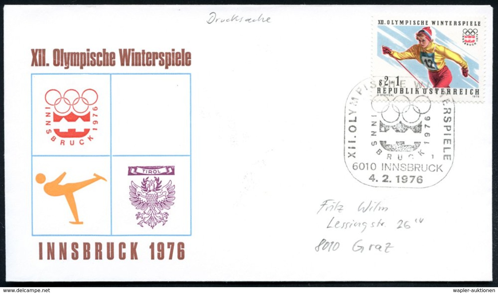 1975/76 ÖSTERREICH, 3 Verschiedene Olympia-Sonderstempel: 6010 INNSBRUCK Alle Mit Olympia-Frankaturen (Eiskunstlauf Etc. - Other & Unclassified