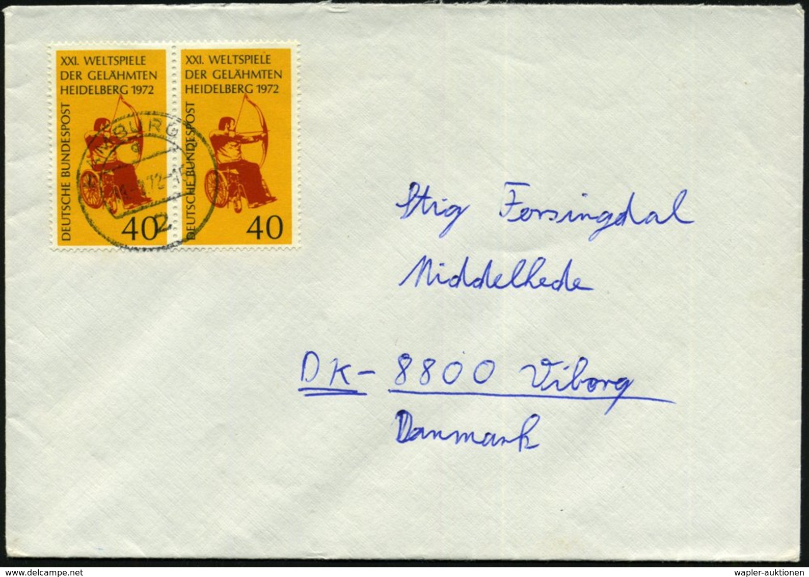 1972 B.R.D., 40 Pf. "XXI. Weltspiele Der Gelähmten Heidelberg 1972", Waager. Paar = Rollstuhl-Bogenschütze, (gest. 2 HAM - Other & Unclassified