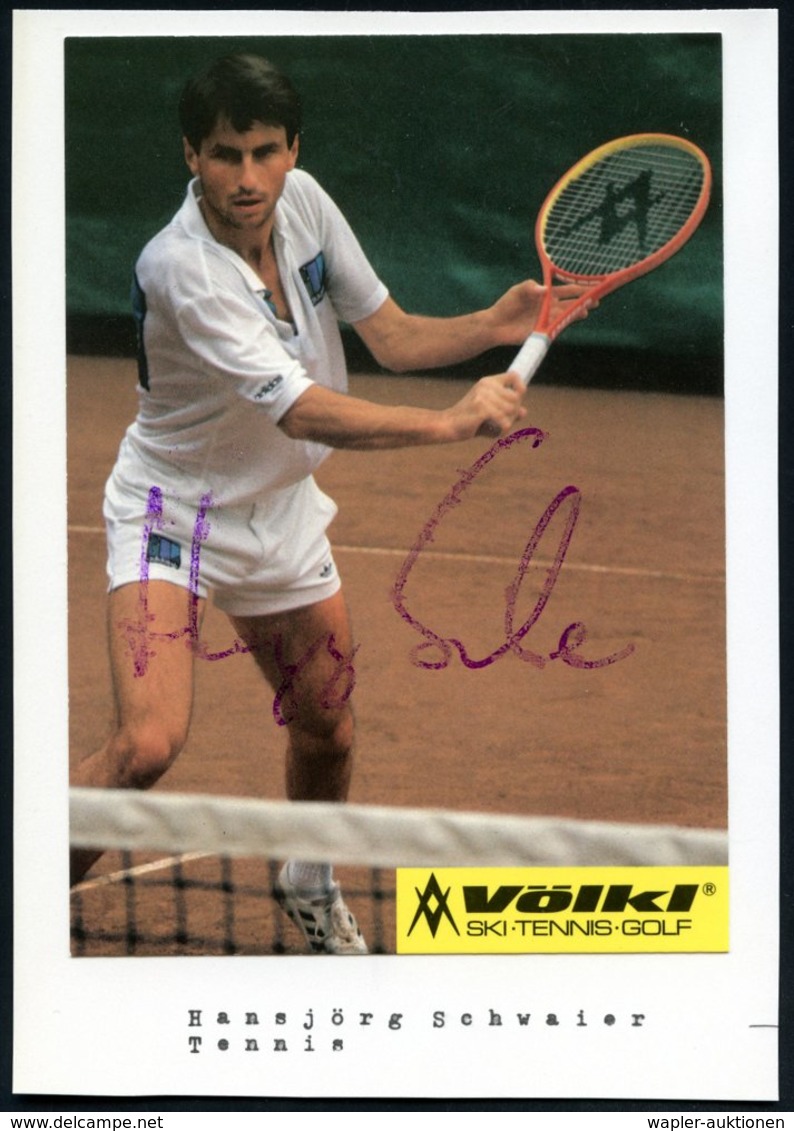 1990 B.R.D., Color-Reklamekarte (Völkl SKI TENNIS GOLF): Hansjörg Schwaier Mit Orig. Signatur "Hansj. Schwaier" - Tennis - Other & Unclassified