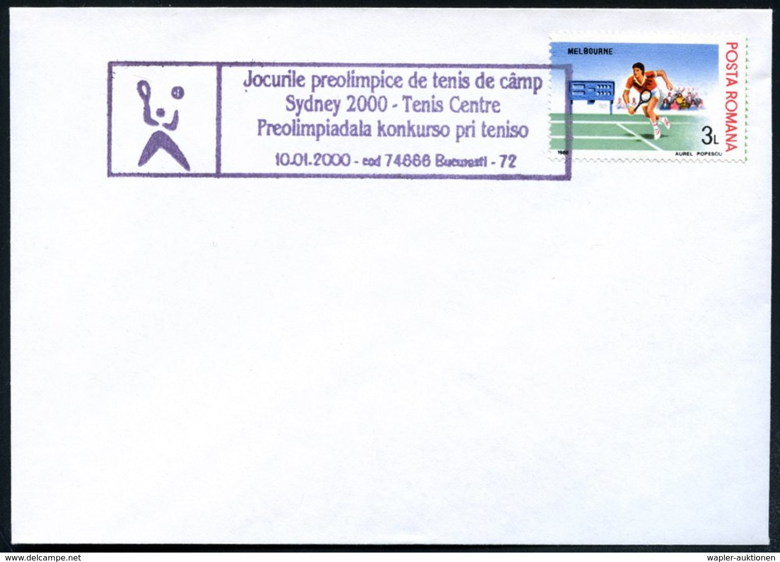 2000 (10.1.) RUMÄNIEN, Sonderstempel: 74666 Bucuresti - 72, Jocurile Preolimpice De Tenis De Camp Sydney 2000 - Tennis C - Other & Unclassified