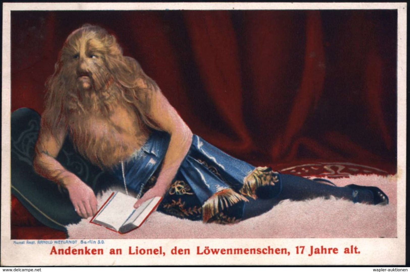 1910 (ca.) DEUTSCHES REICH, Color-Ak.: Andenken An Lionel, Den Löwenmenschen, Ungebr. (ohne Uhv) - Zirkus & Varieé / Cir - Sonstige & Ohne Zuordnung