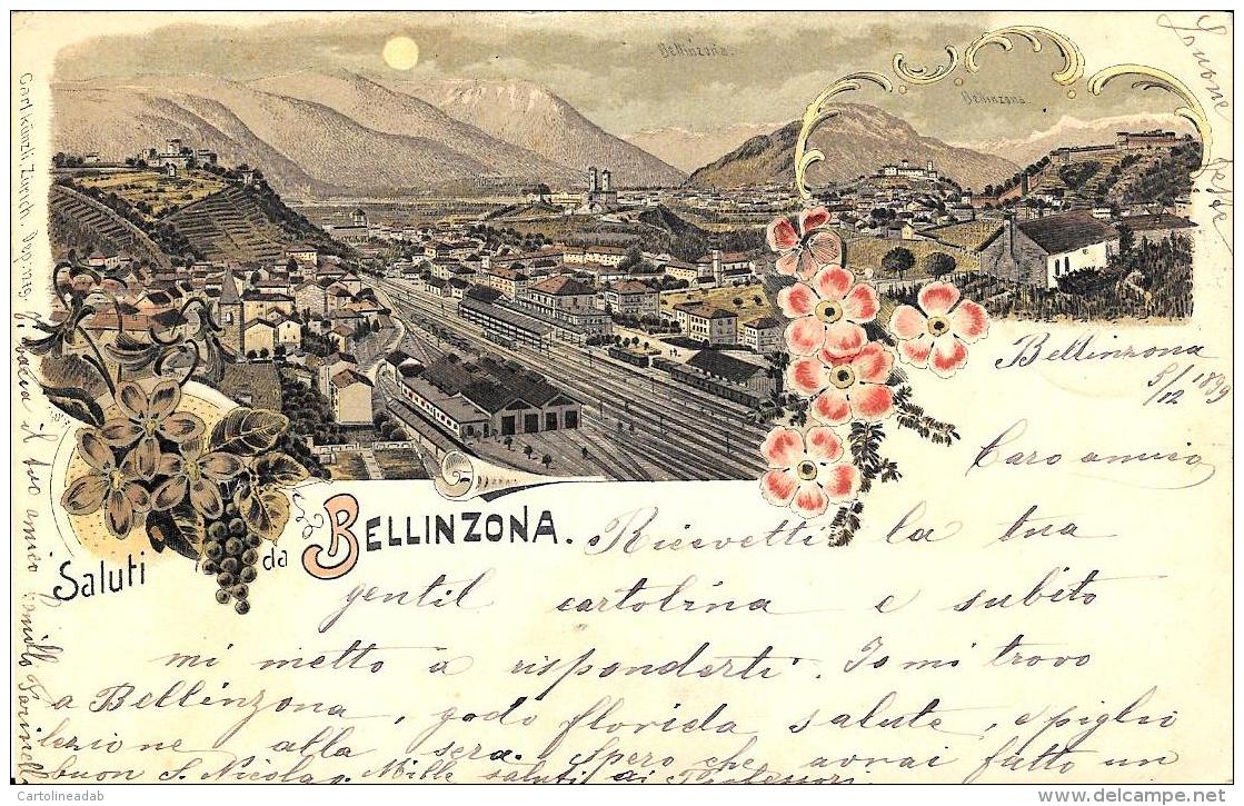 [DC11994] CPA - SVIZZERA - SALUTI DA BELLINZONA - PERFETTA - Viaggiata 1899 - Old Postcard - Altri & Non Classificati