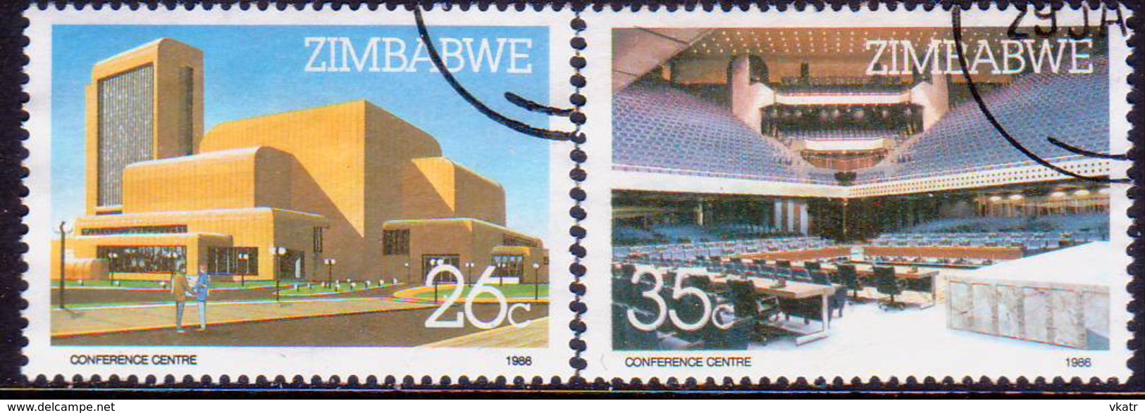 ZIMBABWE 1986 SG #688-89 Compl.set Used Harare Int.Conference Centre - Zimbabwe (1980-...)