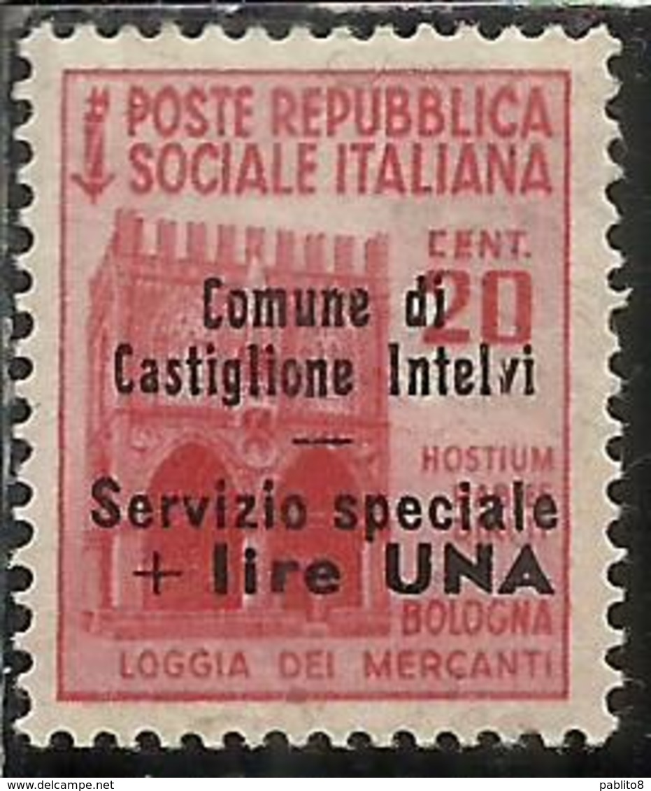 EMISSIONI LOCALI CASTIGLIONE D'INTELVI 1945 MONUMENTI DISTRUTTI MONUMENTS DESTROYED LIRE 1 SU 20 CENT MNH SIGNED SIGLATO - Emissions Locales/autonomes