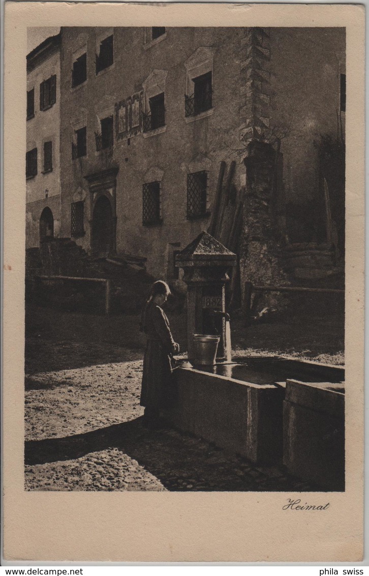 Stampa - Bergell, Mädchen Am Brunnen - Photo: D. Mischol No. 2393 - Stampa