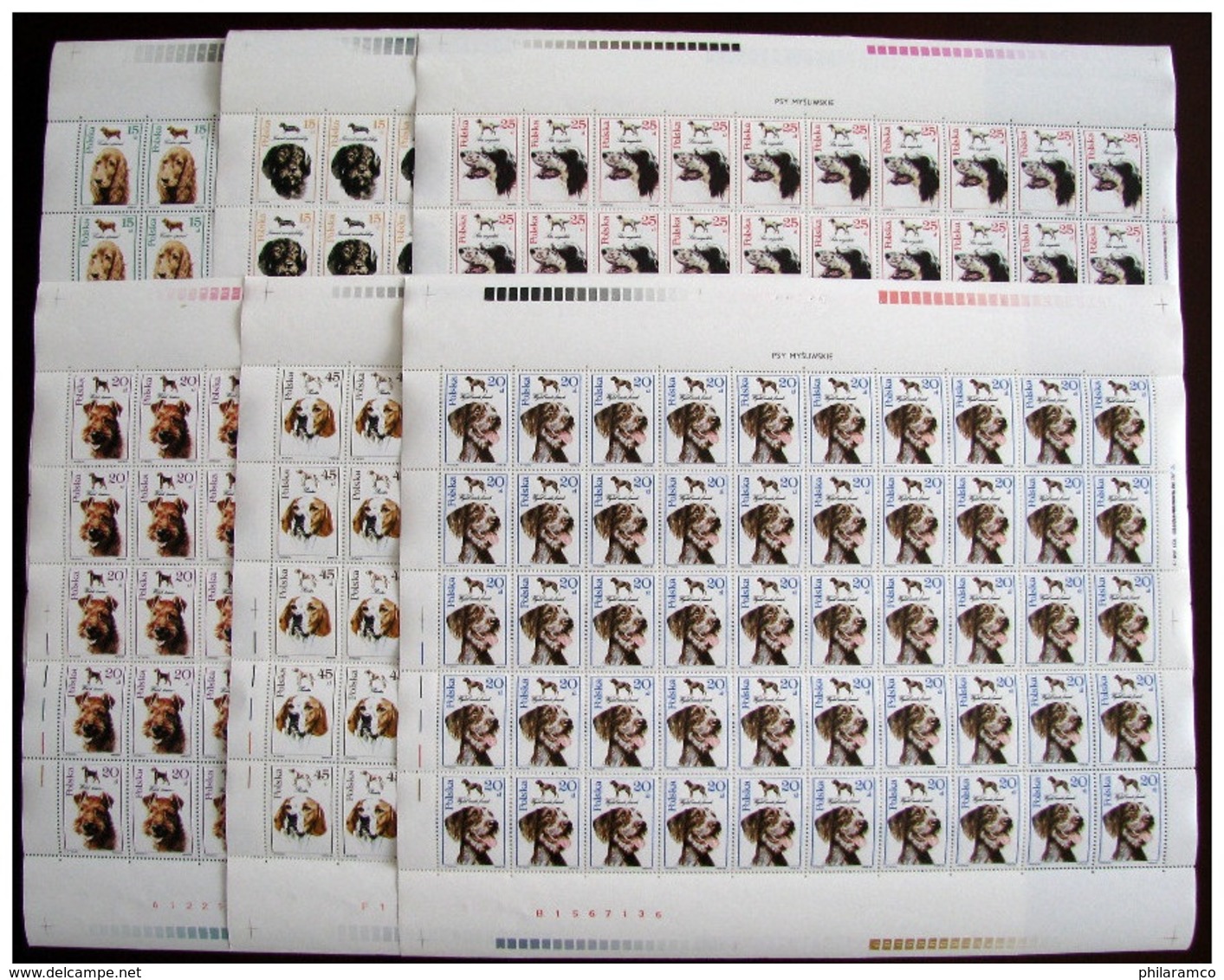 POLAND 1989 Full Sheets  Dogs SET OF 6 ONLY 115 EURO - Full Sheets