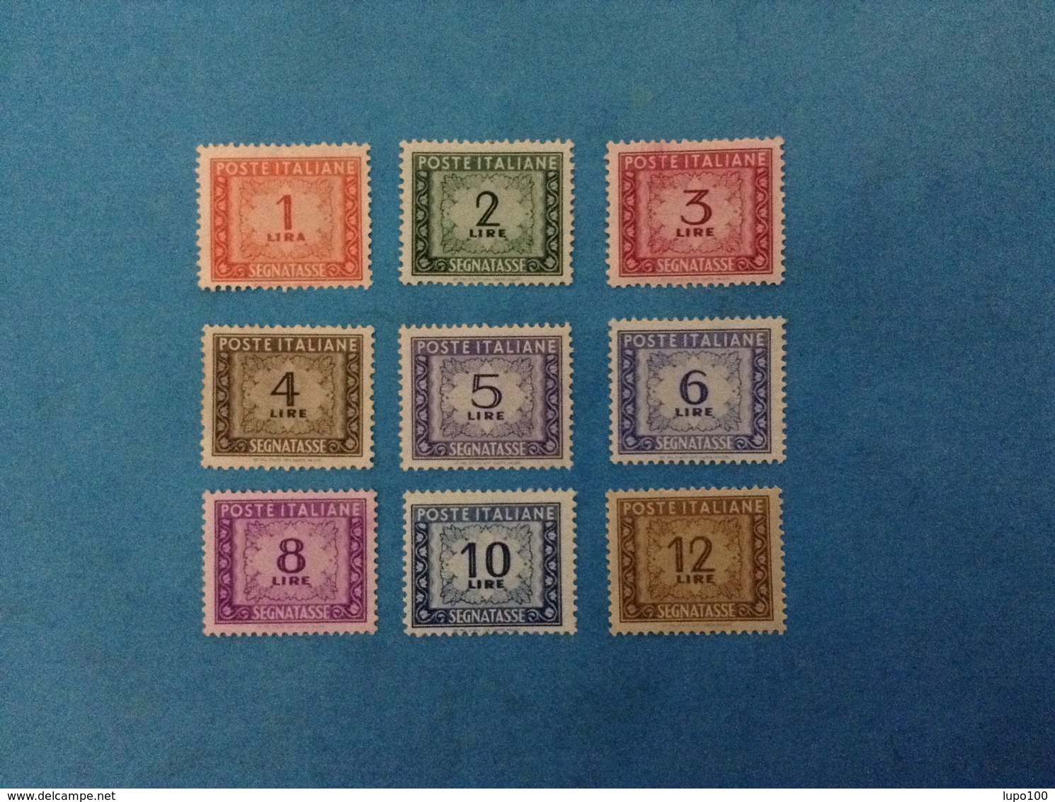 LOTTO 9 FRANCOBOLLI LINGUELLATI STAMPS MLH ITALIA SEGNATASSE RUOTA - Strafport