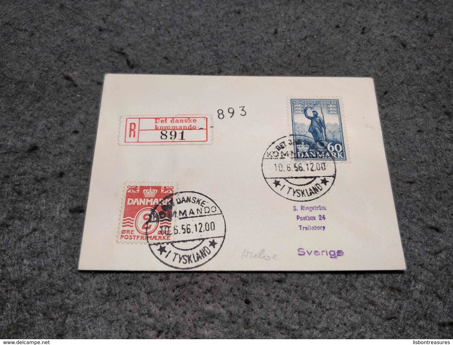 DENMARK CIRCULATED SMALL COVER DET DANSKE KOMMANDO CANCEL REGISTERED 1956 - Covers & Documents