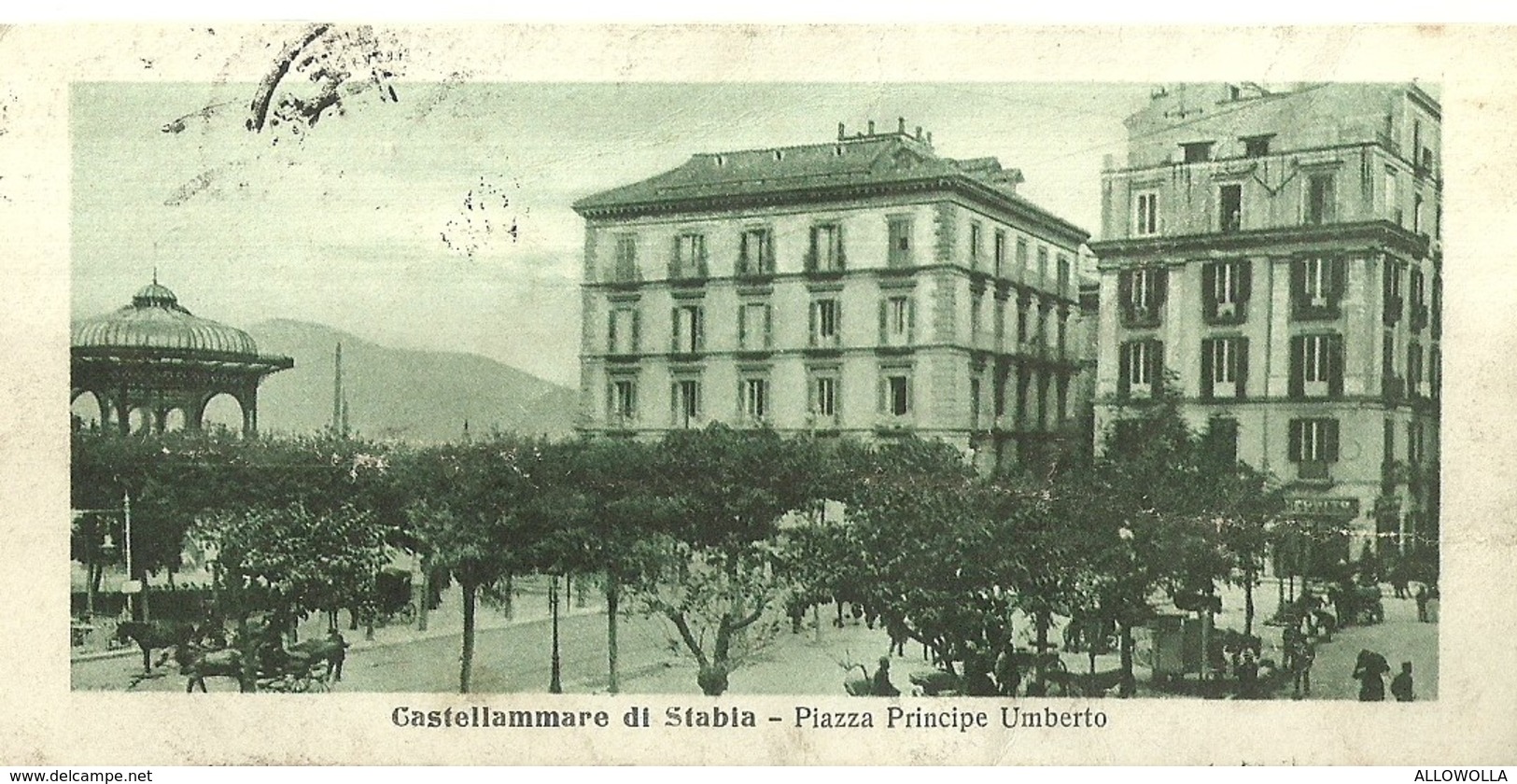 850 " CASTELLAMMARE DI STABIA - PIAZZA PRINCIPE UMBERTO CON CARRETTO E CARROZZA" MINI - CART ANIMATA ORIG  SPED. - Castellammare Di Stabia