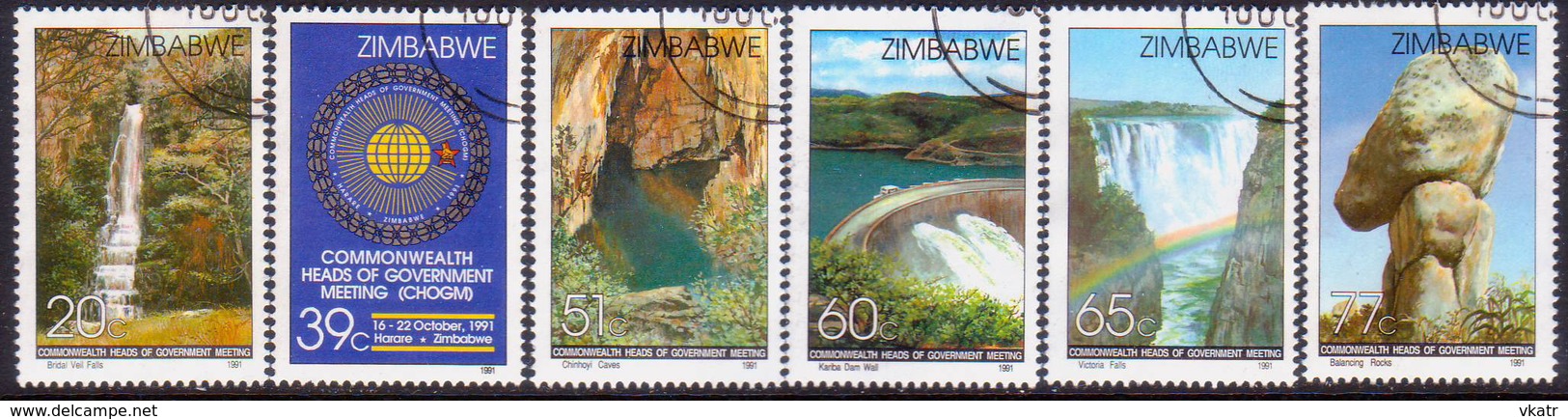 ZIMBABWE 1991 SG #816-21 Compl.set Used Commonwealth Heads Of Government Meeting - Zimbabwe (1980-...)