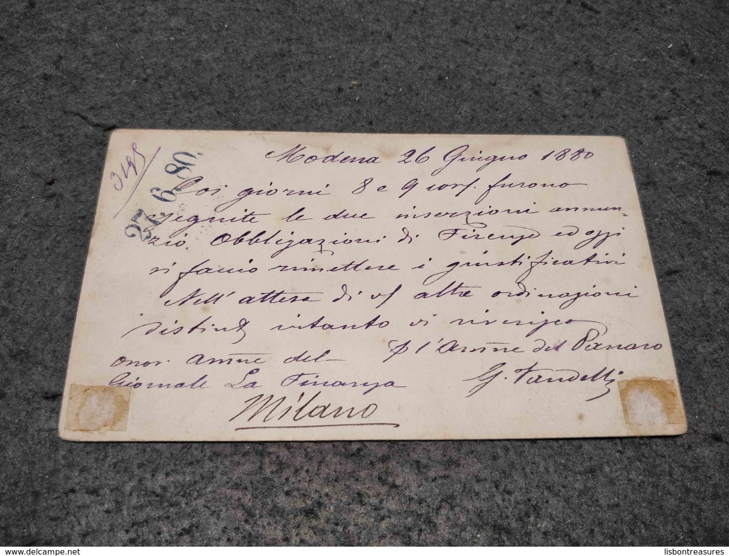 RARE ITALY PRIVATE  STATIONERY CARD MODENA TO MILAN 1880 - Interi Postali