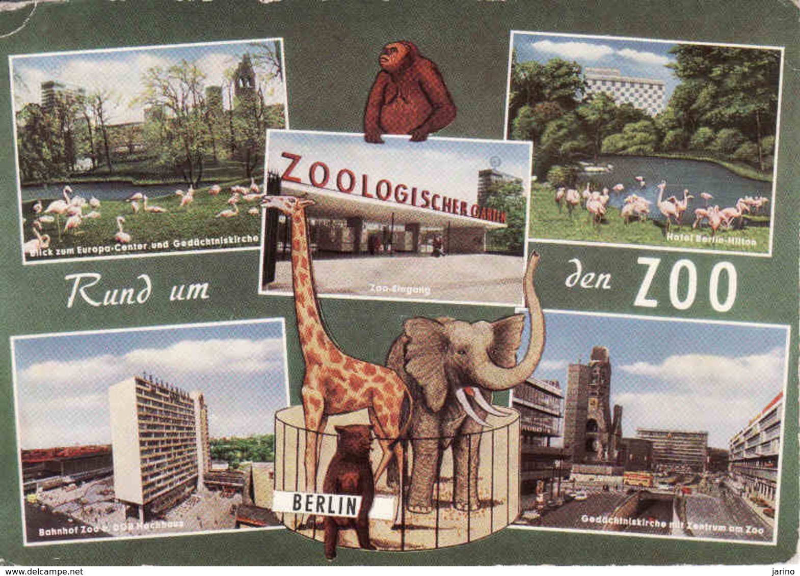 Berlin > Zoologischer Garten, Hotel Hiton, Bahnhof ZOO, Girafe, Elephant,....gebraucht 1967 - Autres & Non Classés