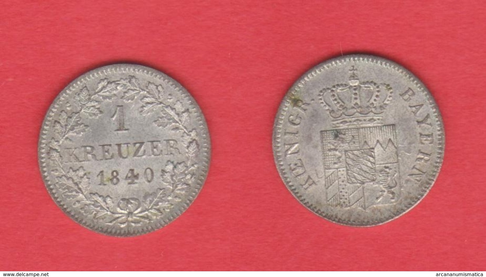 ALEMANIA / GERMANY  (Estados Alemanes/German States) BAVARIA Bayern 1 Kreuzer 1.840 Plata Km#422 EBC DL-12.192 - Small Coins & Other Subdivisions