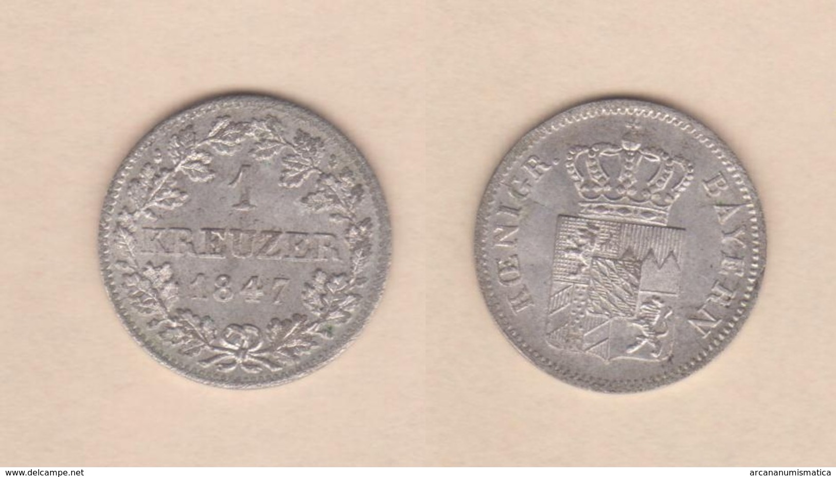 ALEMANIA / GERMANY  (Estados Alemanes/German States) BAVARIA Bayern 1 Kreuzer 1.847 Plata Km#422 EBC DL-12.197 - Monedas Pequeñas & Otras Subdivisiones