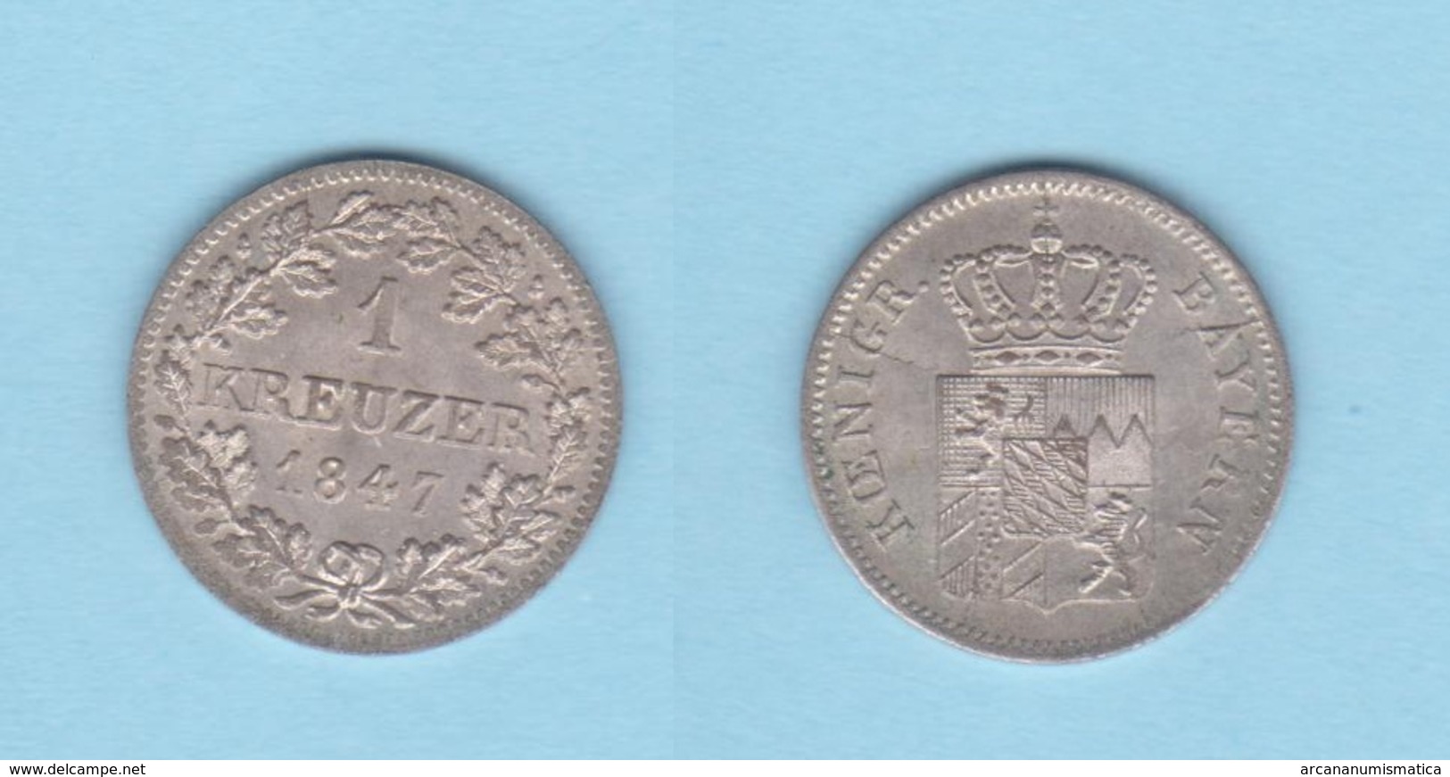 ALEMANIA / GERMANY  (Estados Alemanes/German States) BAVARIA Bayern 1 Kreuzer 1.847 Plata Km#422 EBC/SC DL-12.198 - Small Coins & Other Subdivisions