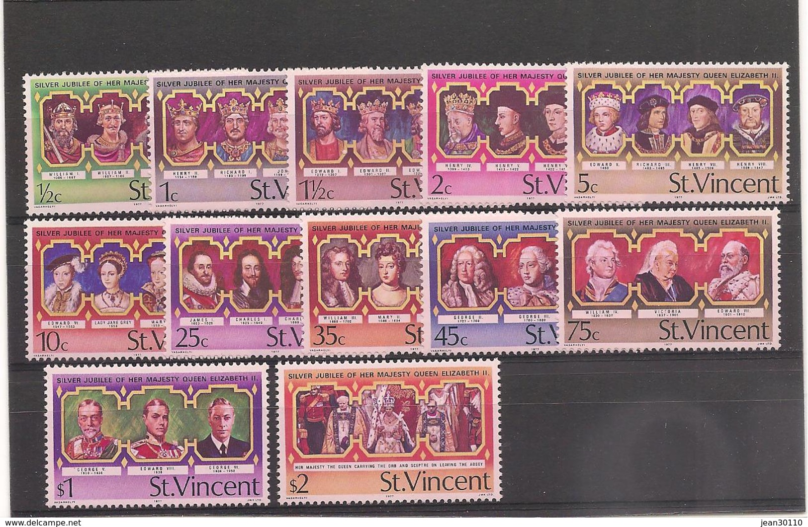 St VINCENT Année 1977 Anniversaire Accession Au Trône De Sa Majesté Elisabeth II N°Y/T : 458/69 - St.Vincent (1979-...)