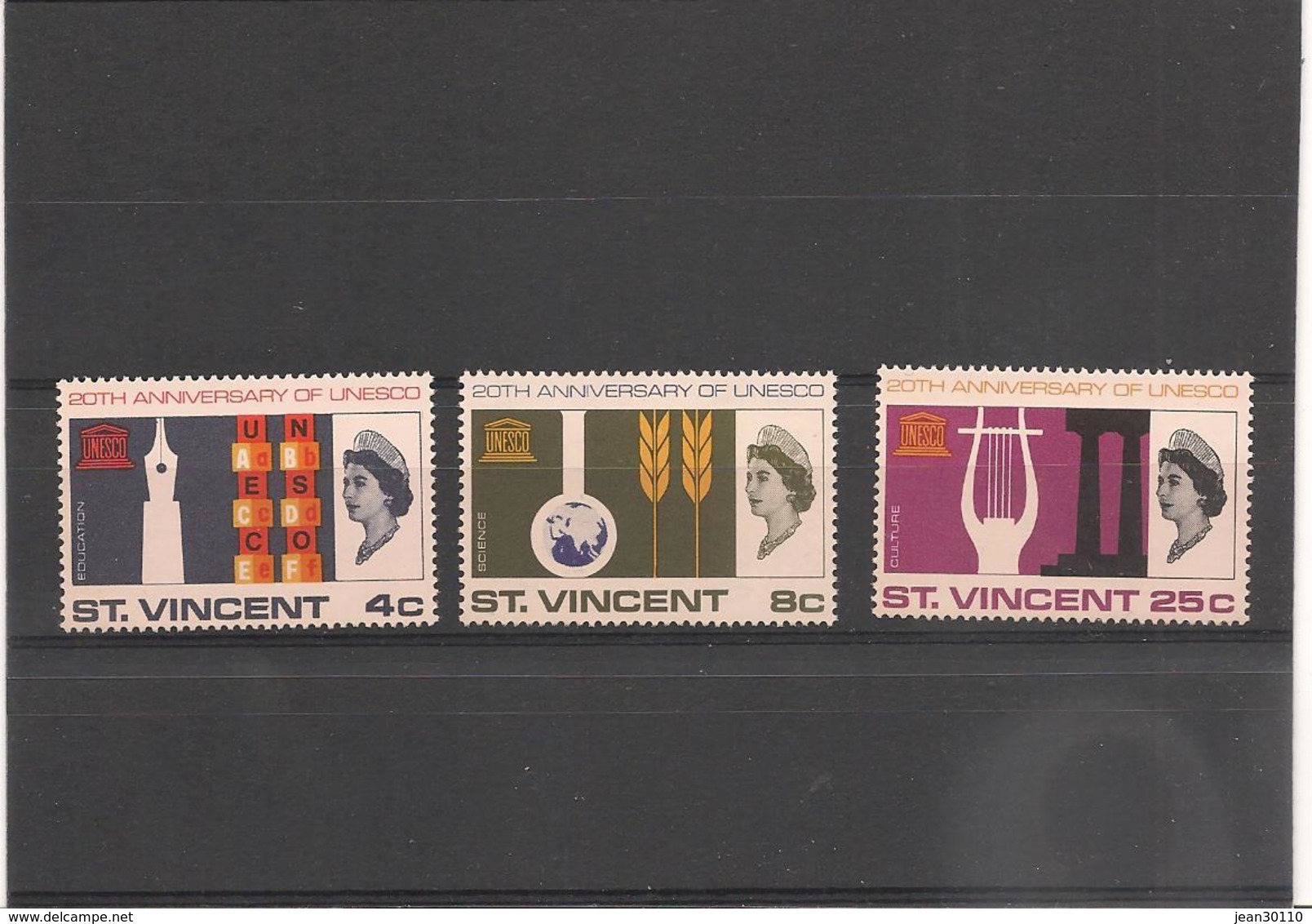 St VINCENT Année 1966  Anniversaire De L'U.N E.S.C.O N°Y/T : 230/232** - St.Vincent (1979-...)