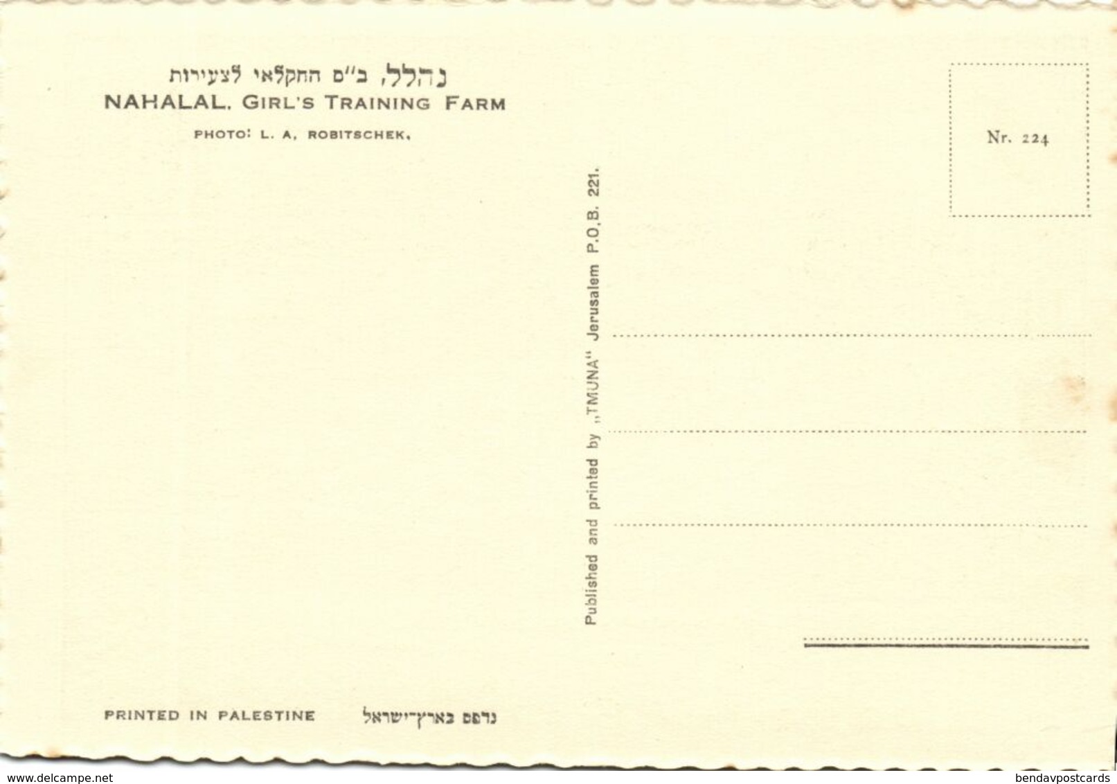 Israel Palestine, NAHALAL נַהֲלָל, Moshav, Girl's Training Farm 1930s Tmunia 224 - Israele