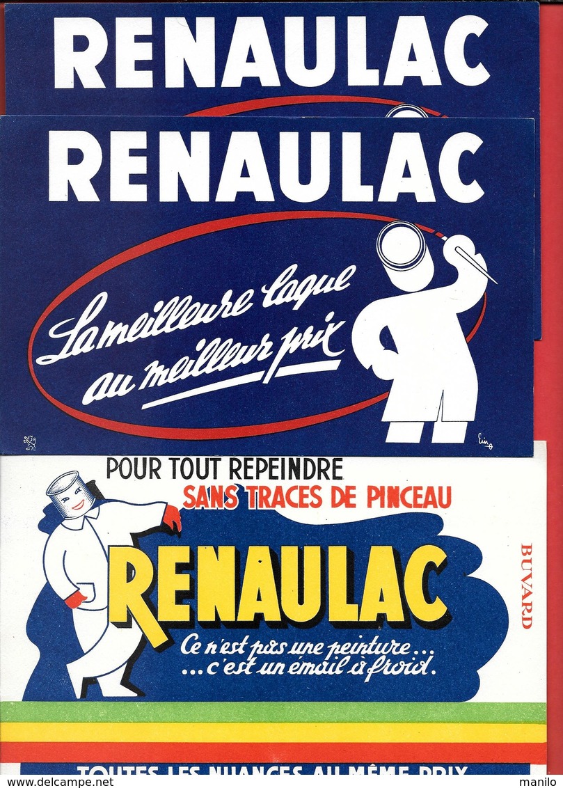 3 Buvards Anciens Peintures :   RENAULAC - LAQUE, EMAIL A FROID  SANS TRACE DE PEINCEAU  -   Illustrateur  EIN - Vernici