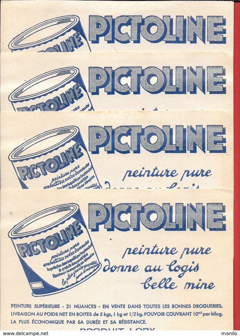 4 Buvards Anciens Peinture PICTOLINE Produit LORY -Dépot J.ABRAM Fers & Quincaillerie à MANOSQUE (B-A) (NECTAR CHAMBRELE - Verf & Lak