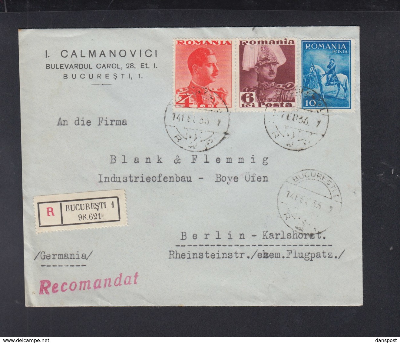 Romania Registered Cover 1936 To Berlin - Cartas & Documentos