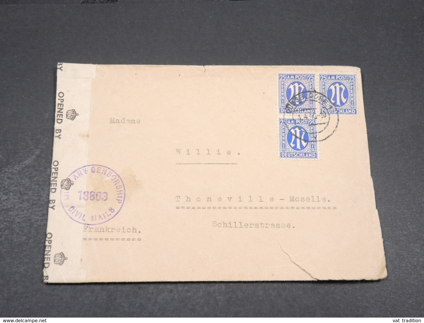 ALLEMAGNE - Enveloppe De Düsseldorf Pour La France En 1946 Avec Contrôle Postal , Affranchissement Plaisant - L 17724 - Other & Unclassified