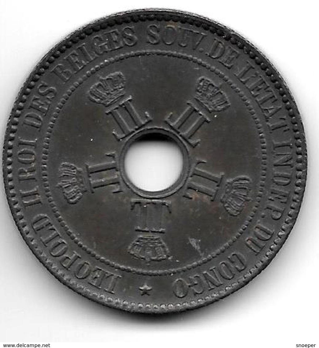 *Belgian Congo 10 Centimes 1888  Km 4  Xf+ !!! - 1885-1909: Leopoldo II