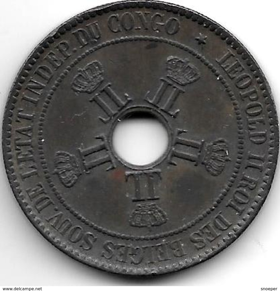 *Belgian Congo 10 Centimes 1894  Km 4  Xf !!! - 1885-1909: Leopold II