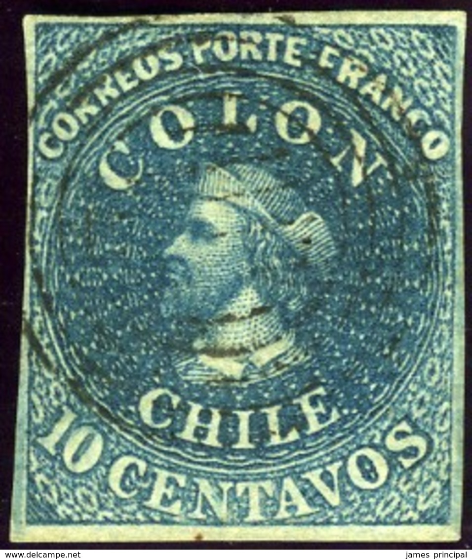 Chile. Sc #5a. Used. Thinned. - Cile