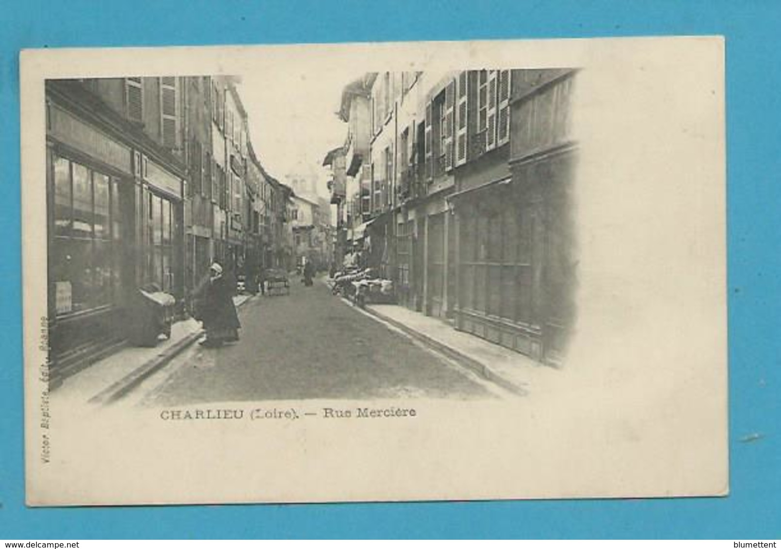 CPA Précurseur Commerces Rue Mercière CHARLIEU 42 - Charlieu