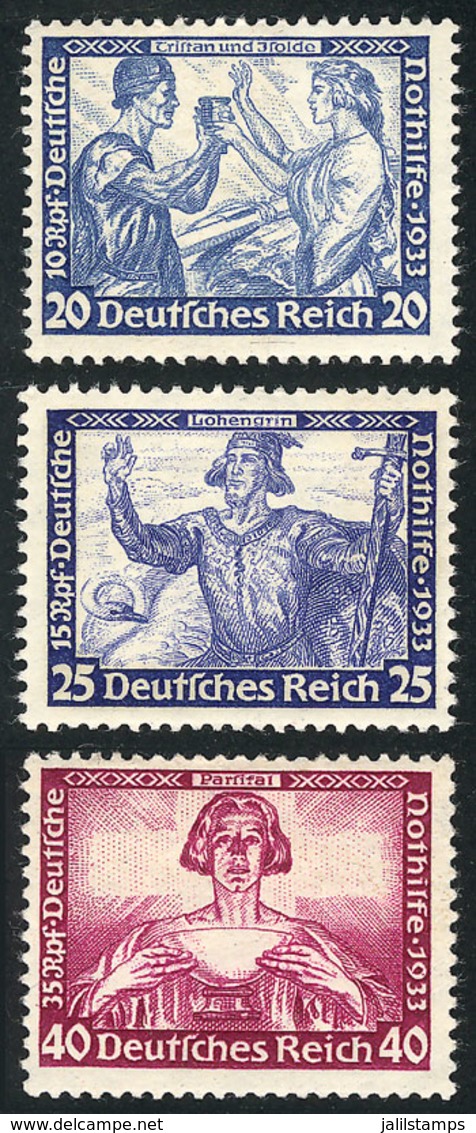 19 GERMANY: Sc.B55/B57, 1933 Wagner, The 3 High Values Of The Set, Mint Lightly Hinged, Very Fine Quality, Catalog Value - Gebruikt