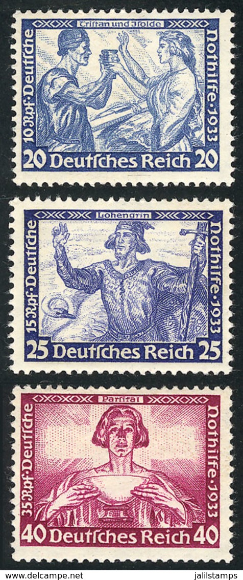 19 GERMANY: Sc.B55/B57, 1933 Wagner, The 3 High Values Of The Set, Mint Lightly Hinged, Very Fine Quality, Catalog Value - Gebraucht