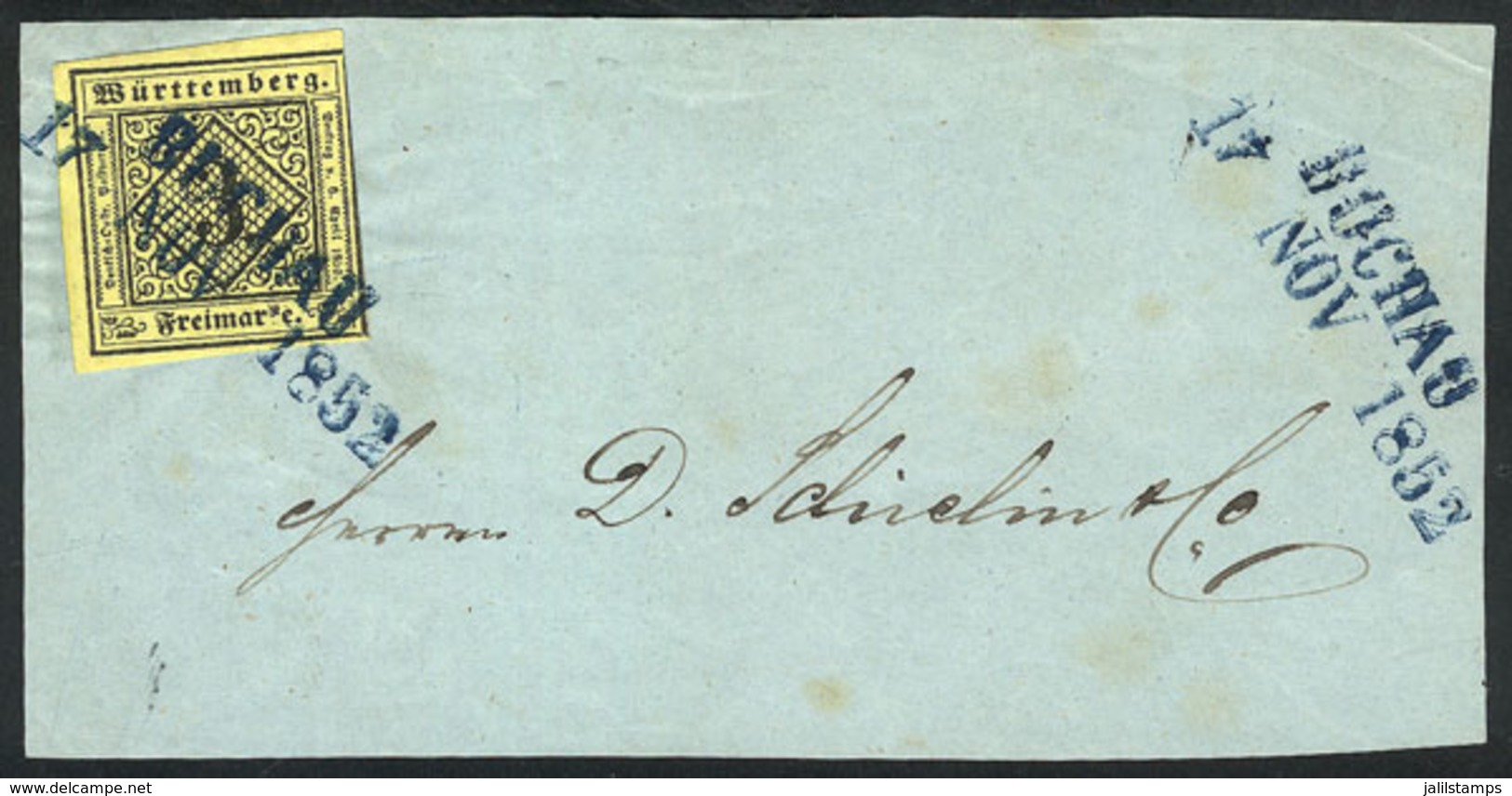 31 GERMANY: Large Part Of The Front Of A Folded Cover Franked With Württemberg Stamp Of 3k. With Nice Cancel Of BUCHAU 1 - Other & Unclassified