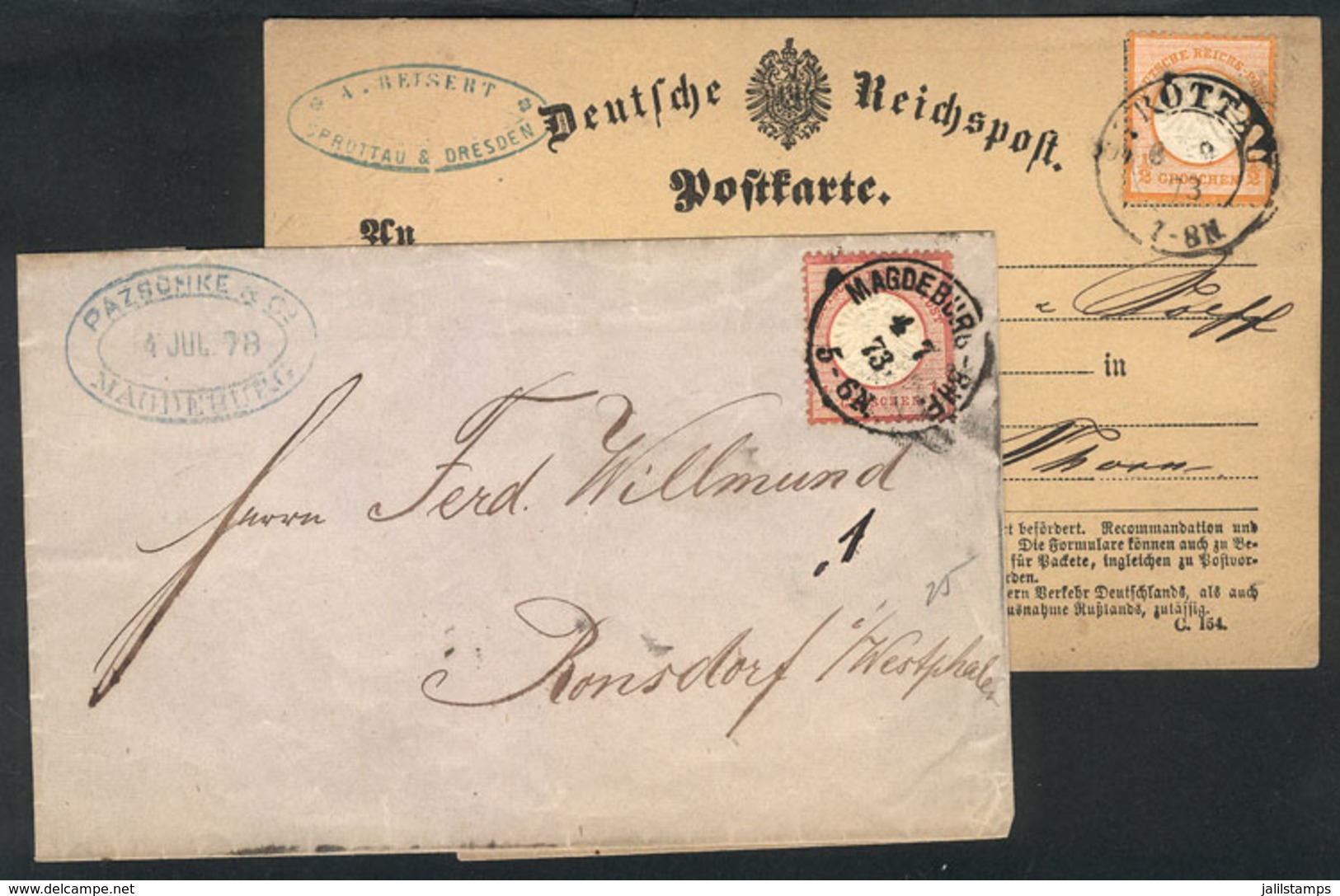 32 GERMANY: Folded Cover And Card Used In 1873, Very Nice! - Other & Unclassified