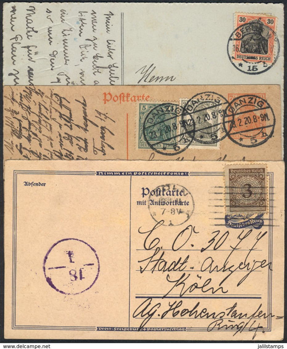 34 GERMANY: 15 Used Postcards (most Postcal Cards) And 3 Unused, Nice Additional Frankings And Postmarks, VF General Qua - Andere & Zonder Classificatie