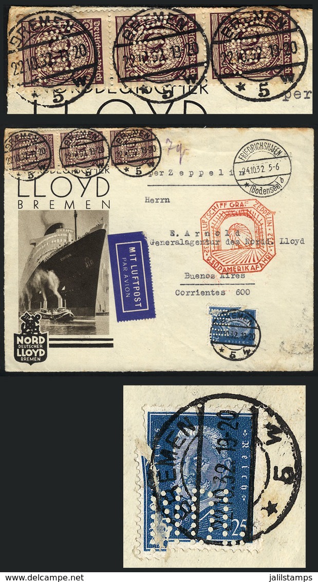 41 GERMANY: Cover Front With Nice Corner Card Of Nord Deutscher Lloyd, Sent By ZEPPELIN From Bremen To Argentina On 24/O - Other & Unclassified