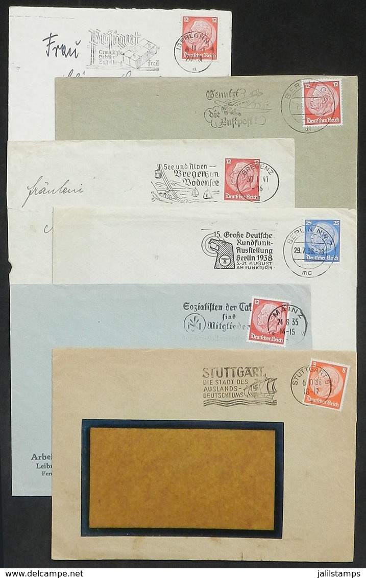 46 GERMANY: 6 Covers Used Between 1935 And 1941, All With Machine Cancels With Very Thematic Slogans, VF Quality! - Other & Unclassified