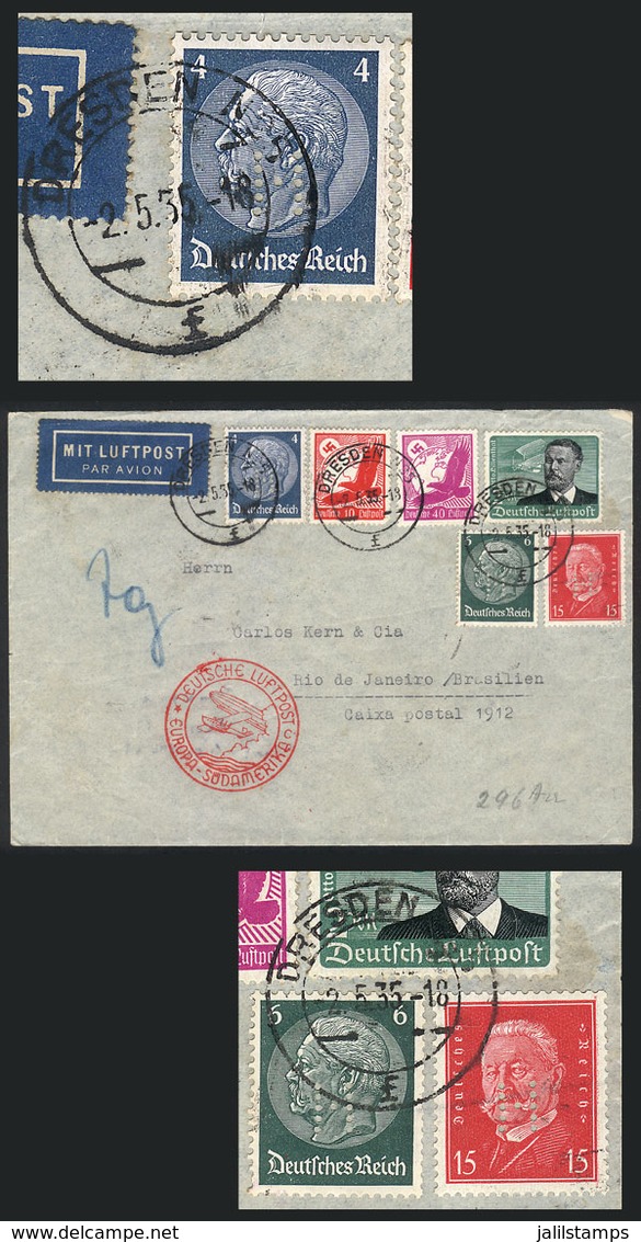 47 GERMANY: Airmail Cover Sent From Dresden To Brazil On 2/MAY/1935 Franked With 2.75Mk., The Definitive Stamps (not The - Other & Unclassified