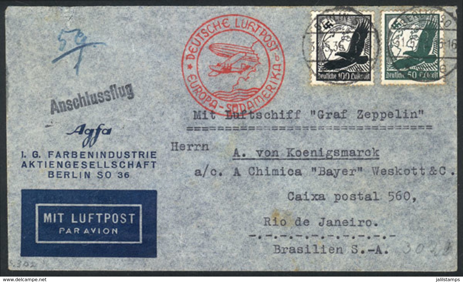 48 GERMANY: Airmail Cover Sent From Berlin To Rio De Janeiro On 31/MAY/1935, With Arrival Backstamp Of 5/JUN, Very Nice! - Other & Unclassified