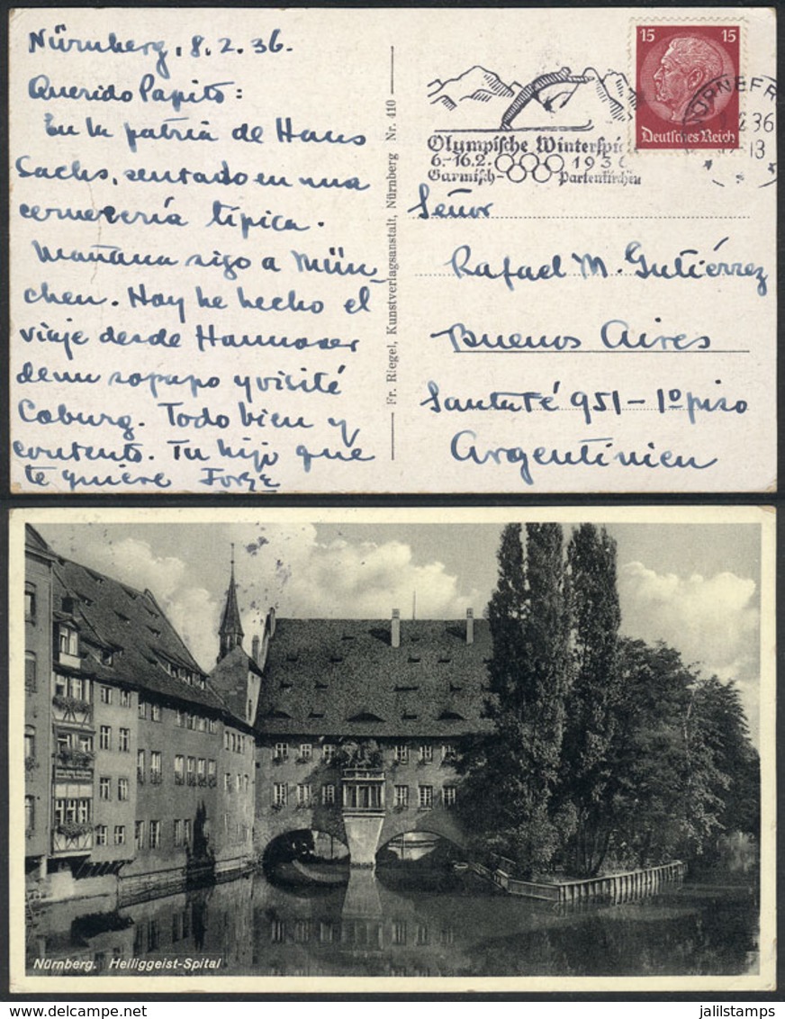 57 GERMANY: 2 Postcards Sent To Agentina In 1936 With Slogan Machine Cancels Advertising The Berlin Summer Olympic Games - Andere & Zonder Classificatie