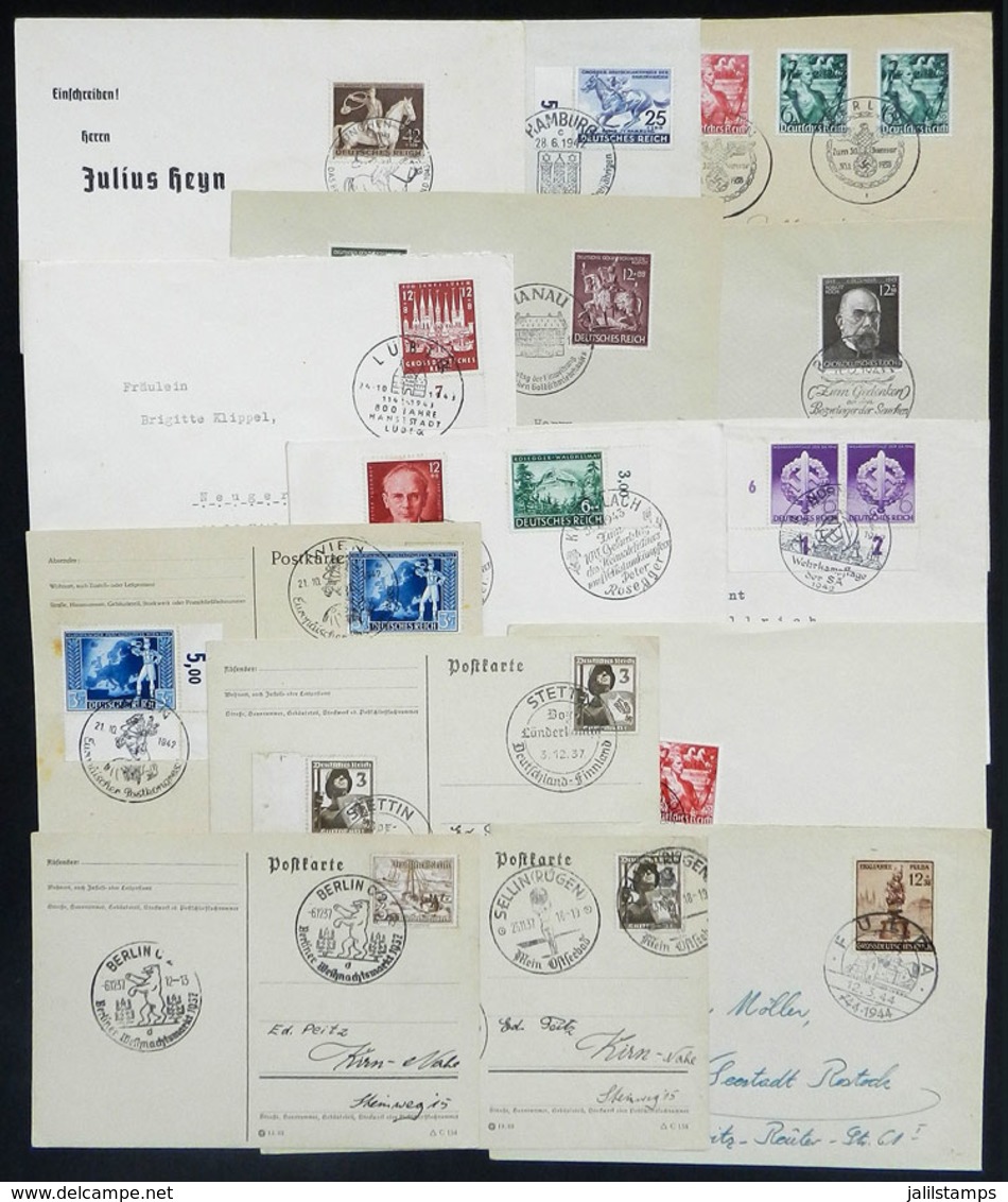 65 GERMANY: 14 Covers Or Cards Of 1937/1944, With Nice Postages And Special Cancels, All Very Thematic, Very Fine Genera - Altri & Non Classificati