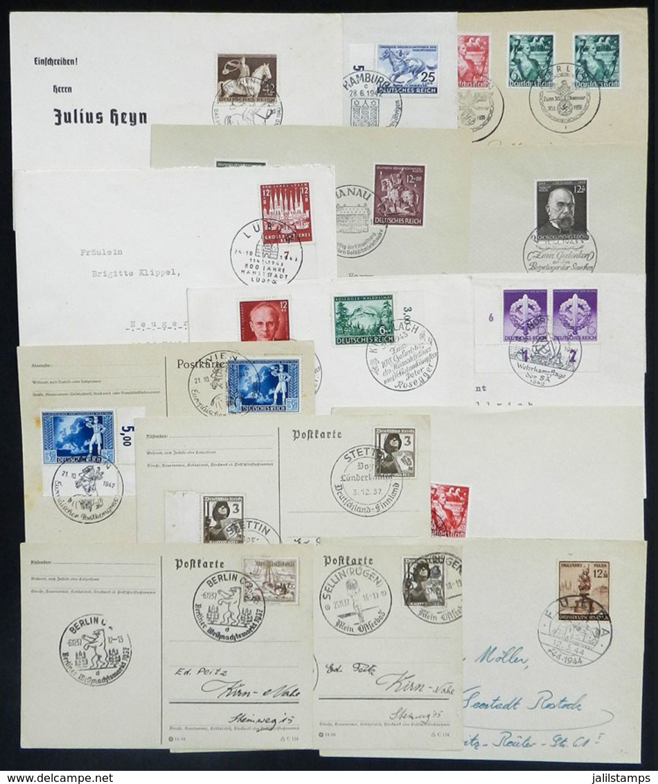 65 GERMANY: 14 Covers Or Cards Of 1937/1944, With Nice Postages And Special Cancels, All Very Thematic, Very Fine Genera - Other & Unclassified