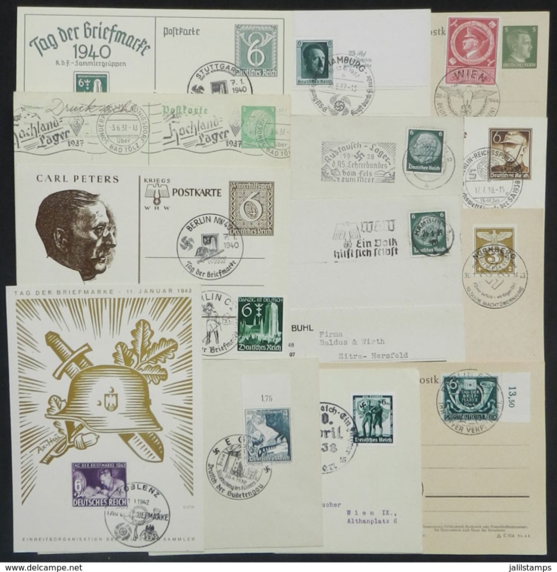 66 GERMANY: 13 Covers Or Cards Of 1937/1944, All With Special Nazi Postmarks, VF General Quality, Interesting! - Sonstige & Ohne Zuordnung