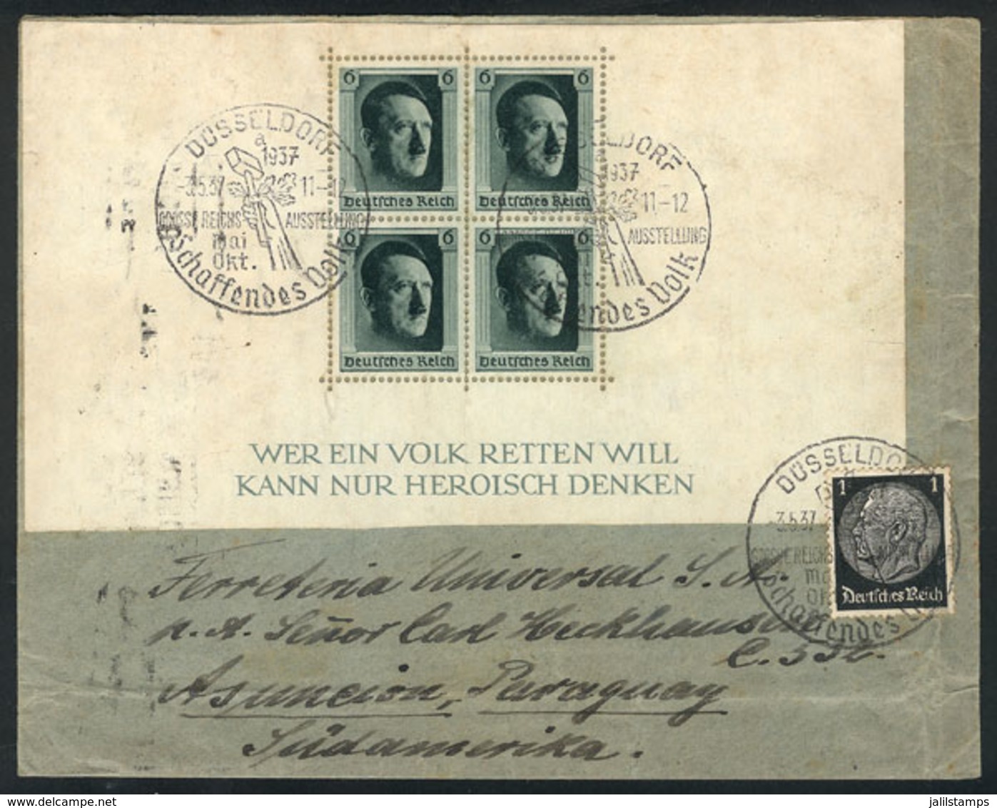 68 GERMANY: Cover Sent From Düsseldorf To Paraguay On 3/MAY/1937 With Very Nice Franking! - Other & Unclassified