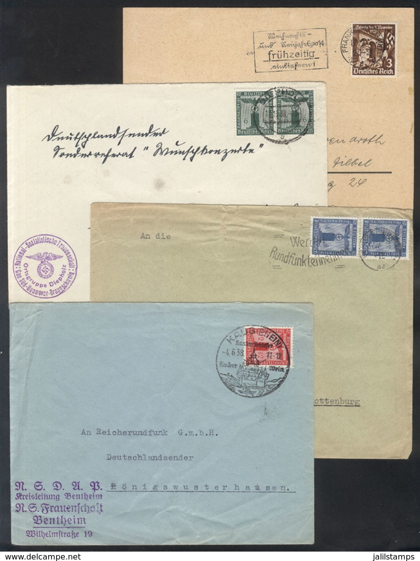 69 GERMANY: 4 Covers Used Between 1938 And 1940, Some With Interesting Thematic Cancels! - Sonstige & Ohne Zuordnung